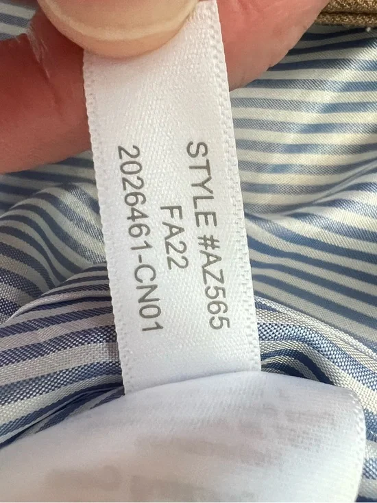 J. Crew Tan Wool-Blend Tailored Blazer with Gold Buttons Blue Striped Lining 6 - Picture 9 of 9